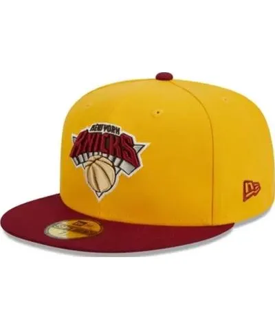 New Era Men's NBA Yellow/Red New York Knicks Fall Leaves 2-Tone 59FIFTY Fitted Hat