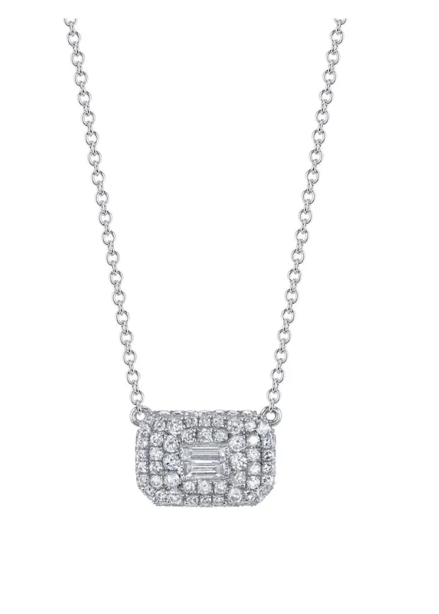 Pave Baguette Diamond Necklace