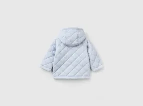 Quilted jacket with hood - Sky Blue | Benetton