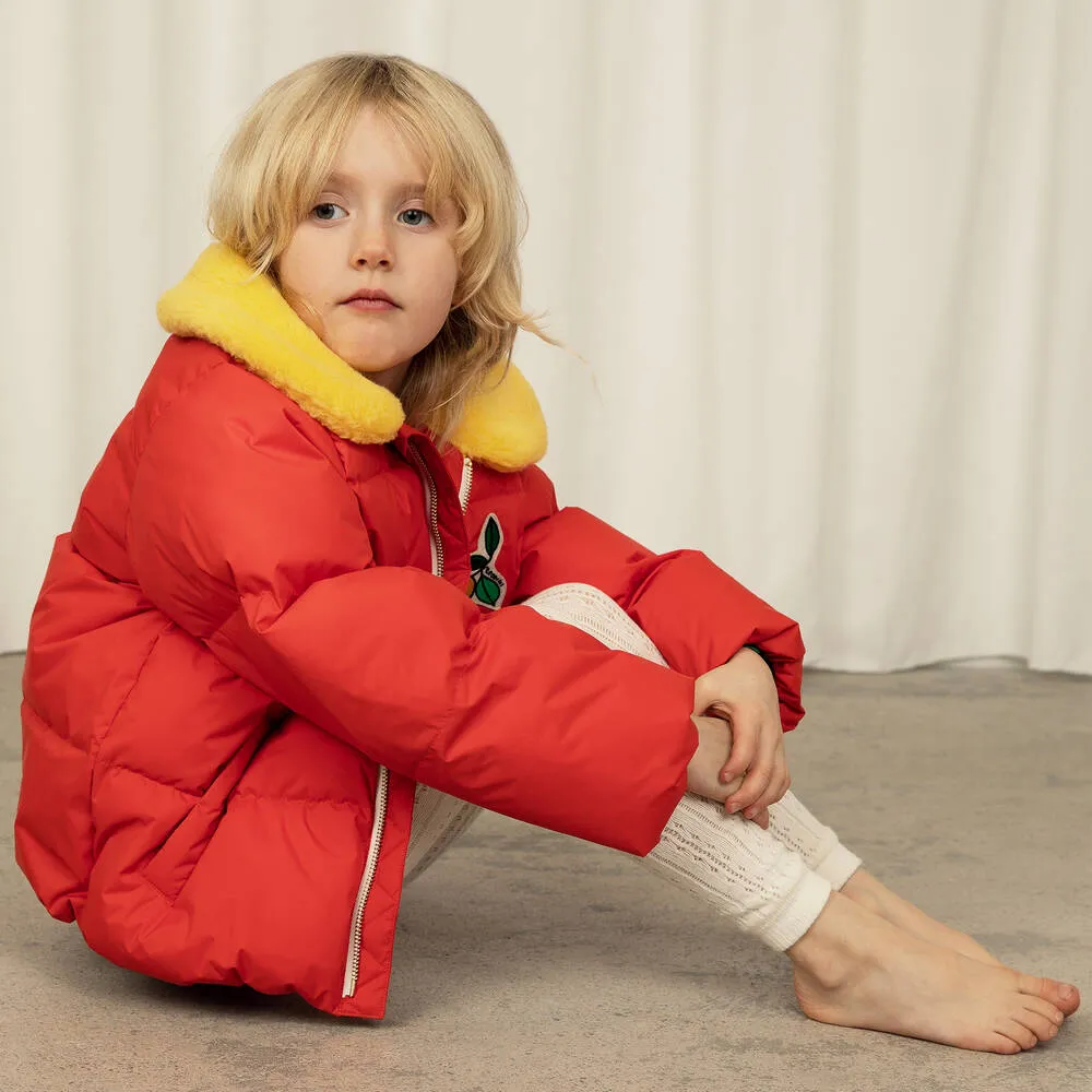 Red & Yellow Lemons Puffer Coat