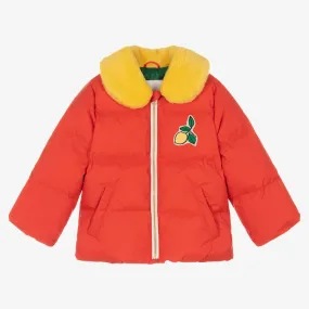 Red & Yellow Lemons Puffer Coat