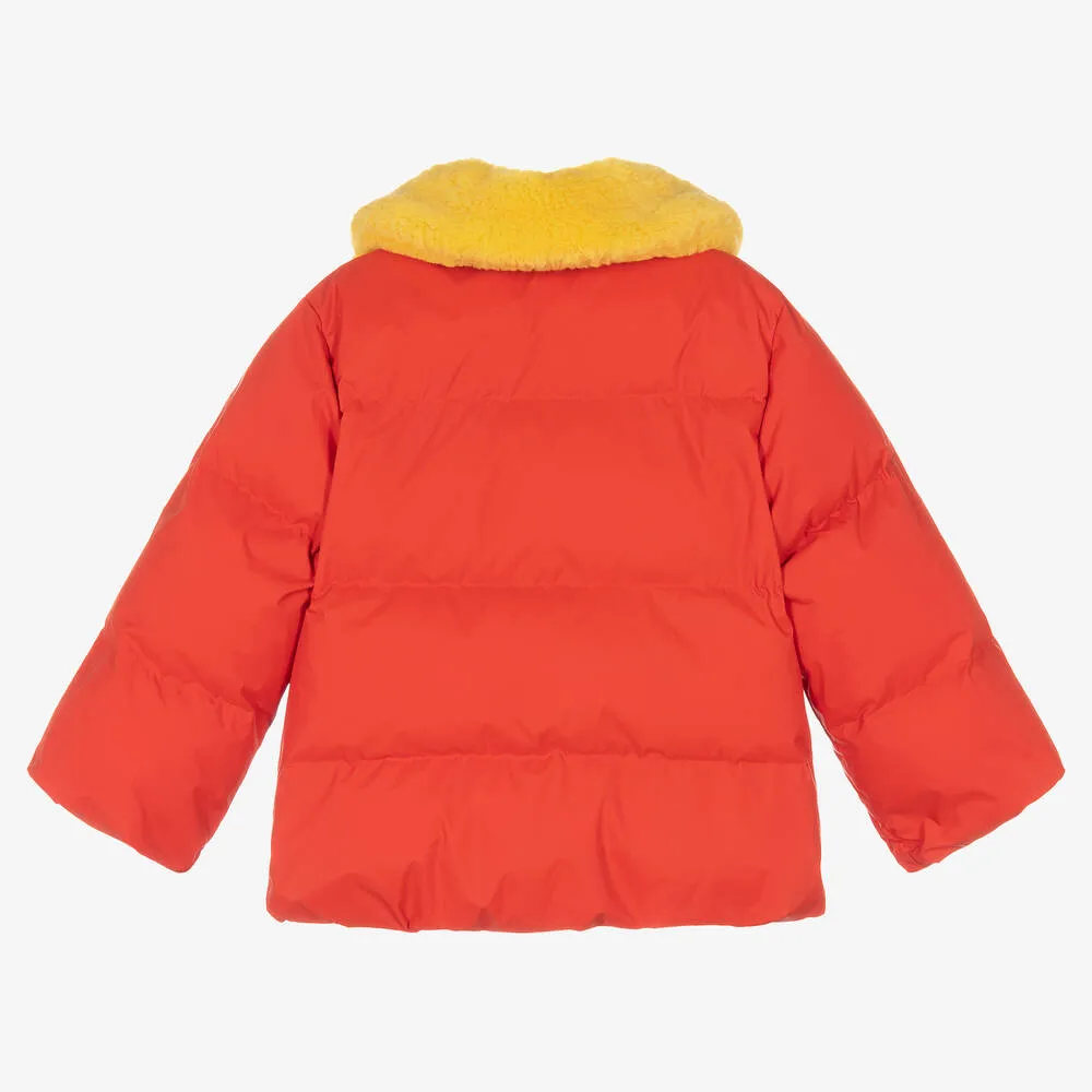 Red & Yellow Lemons Puffer Coat