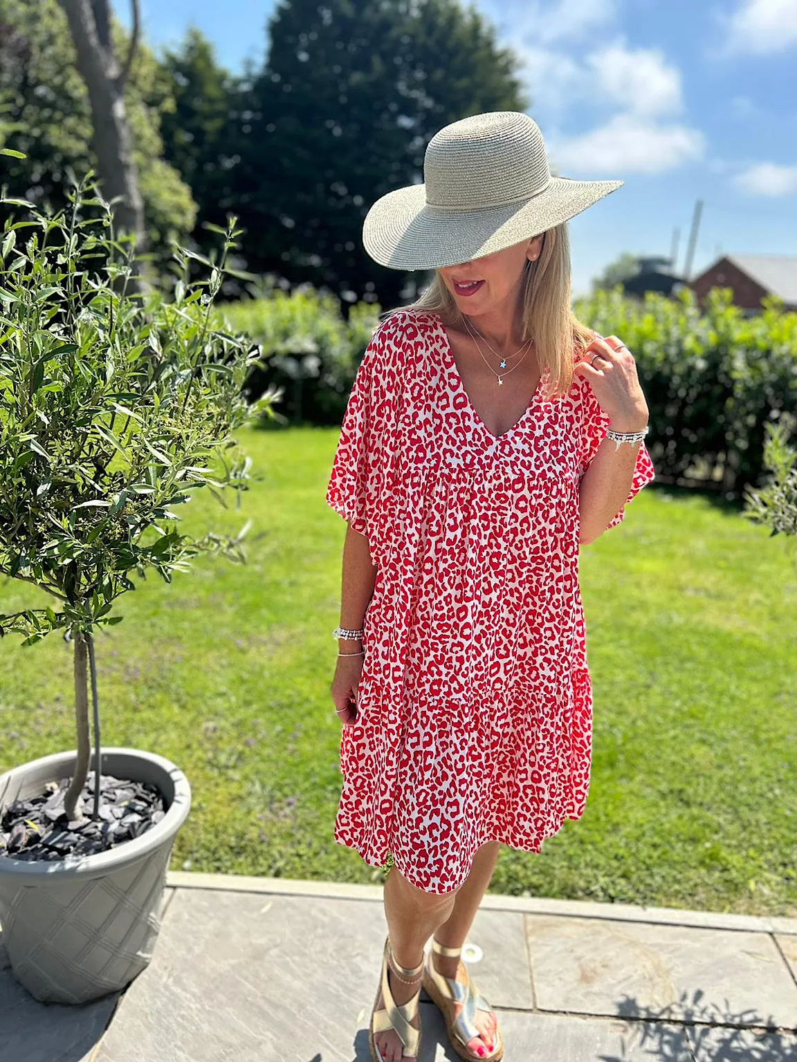 Red Leopard V Neck Tunic Caitlin