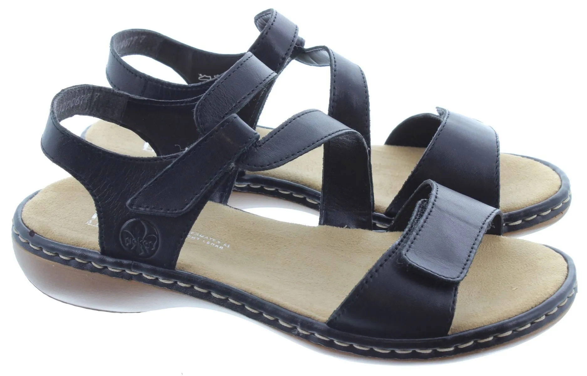 RIEKER Ladies 659C7 Flat Sandals In Black