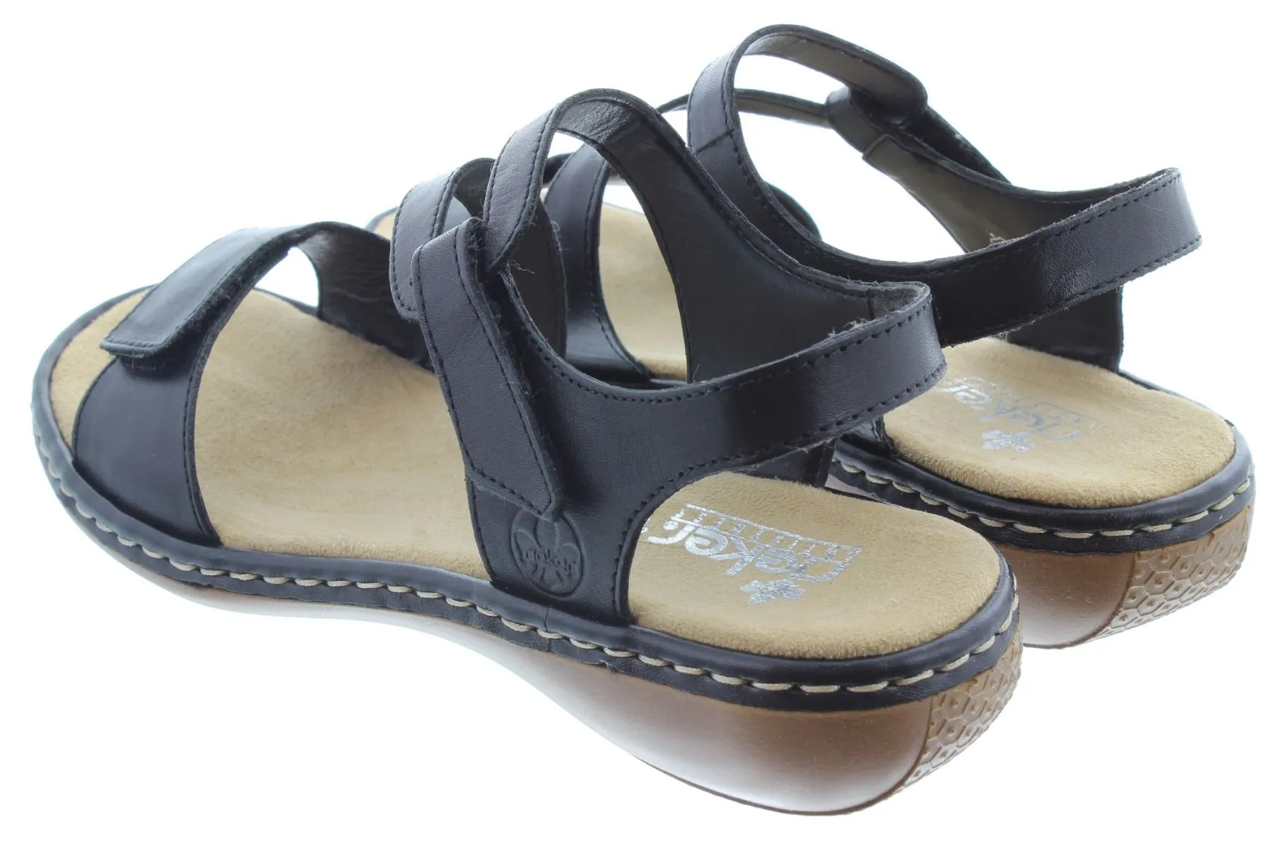 RIEKER Ladies 659C7 Flat Sandals In Black