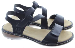 RIEKER Ladies 659C7 Flat Sandals In Black