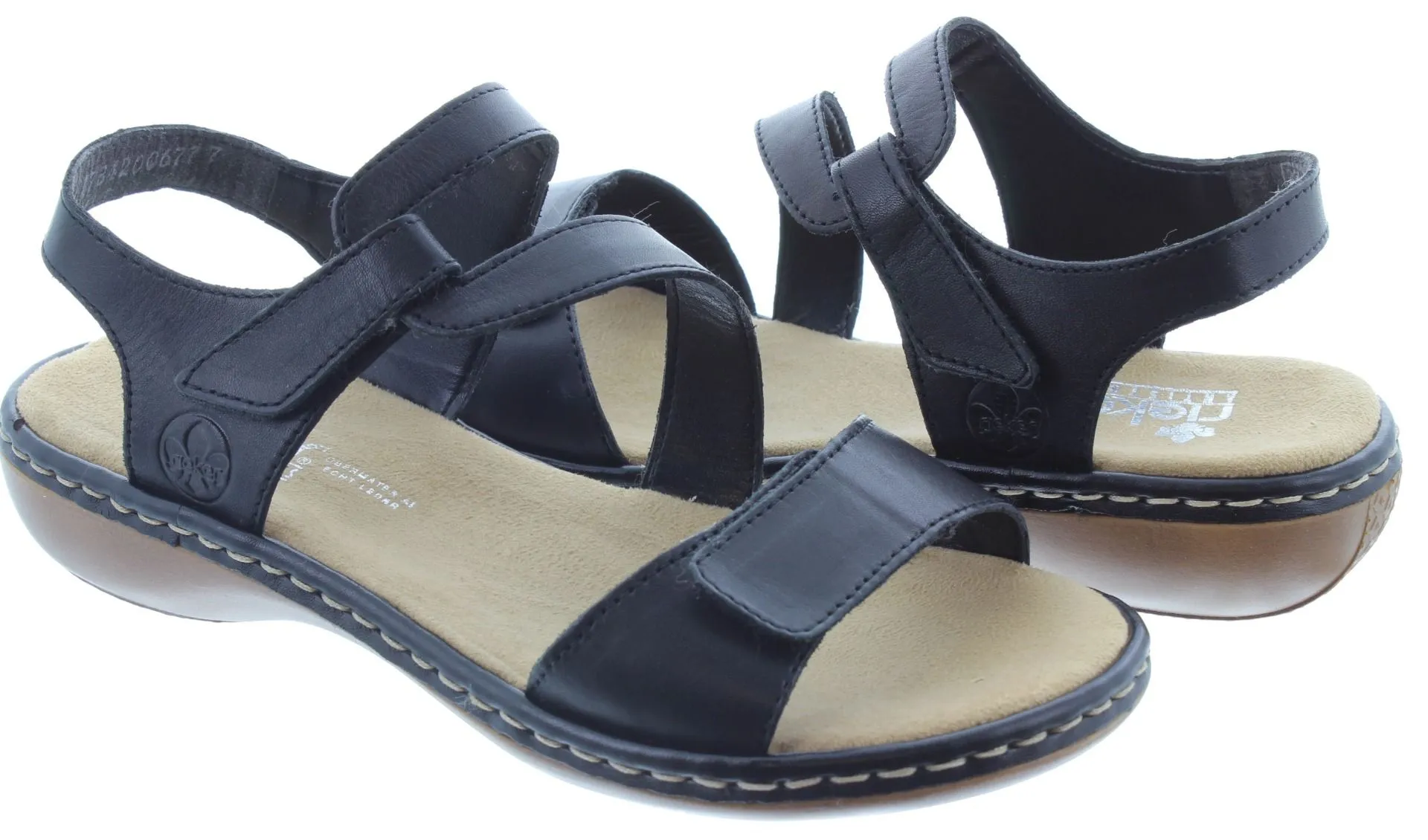 RIEKER Ladies 659C7 Flat Sandals In Black