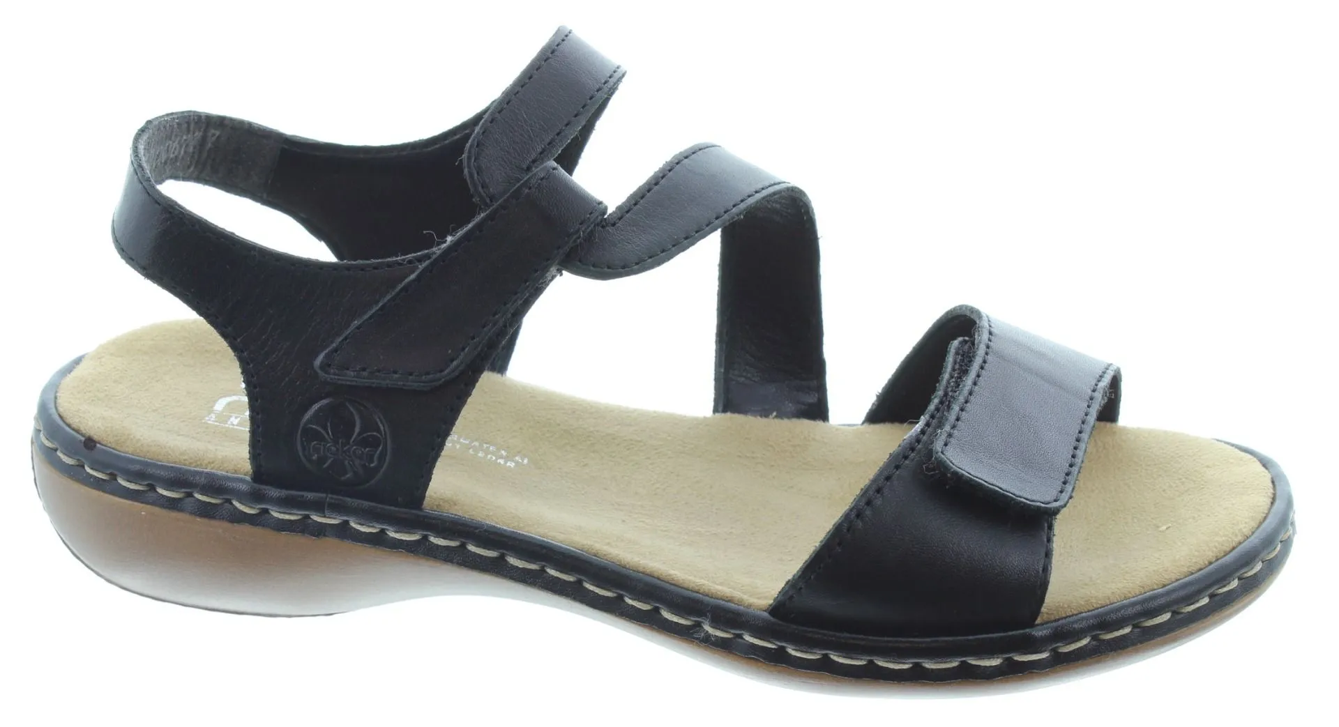 RIEKER Ladies 659C7 Flat Sandals In Black