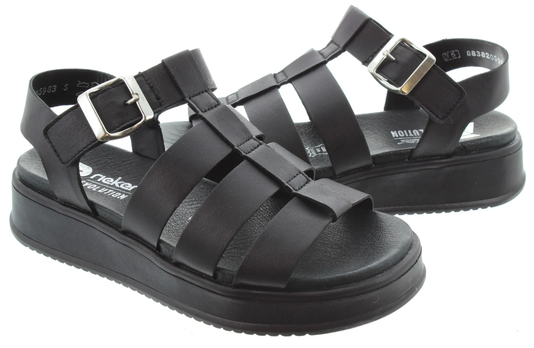 RIEKER Ladies W0804 Gladiator Sandals In Black