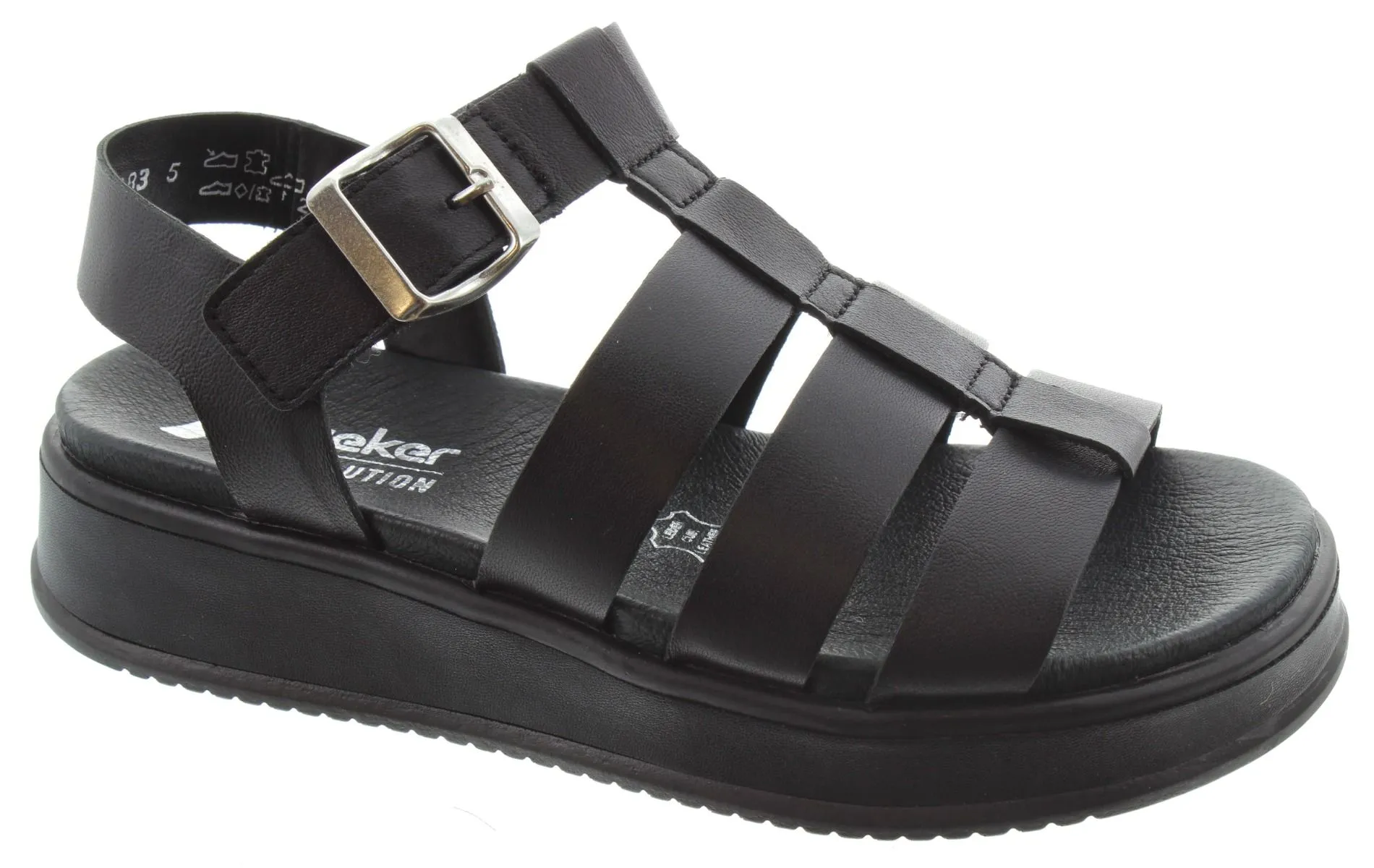 RIEKER Ladies W0804 Gladiator Sandals In Black