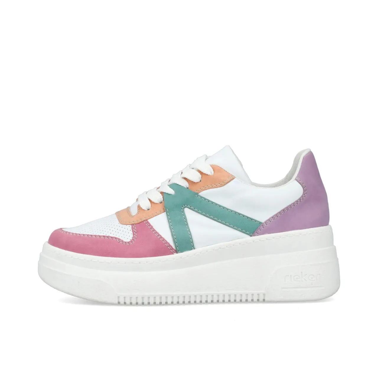 Rieker M7814-90 White Multicolor Platform Sneaker