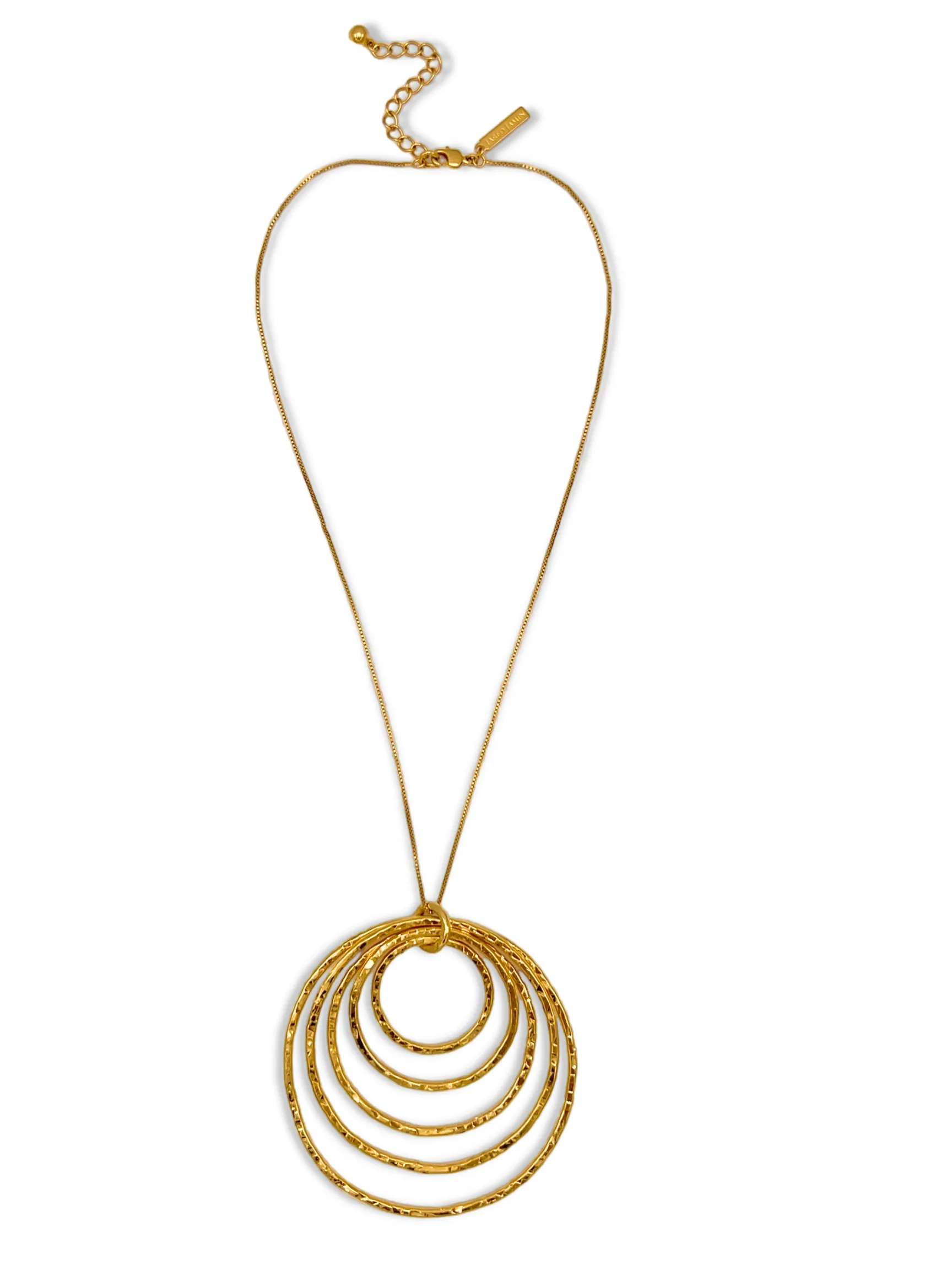 Ripple Textured Gold Pendant Necklace