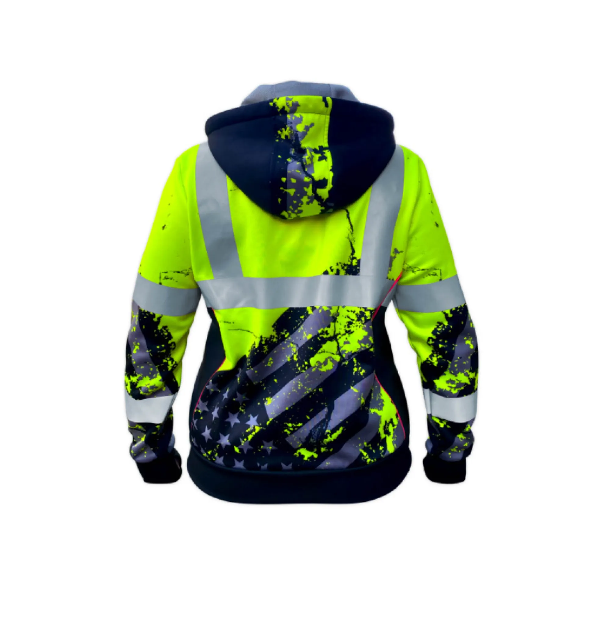 SafetyShirtz Women's SS360 American Grit Class 3 High Visibility Zip Safety Hoodie