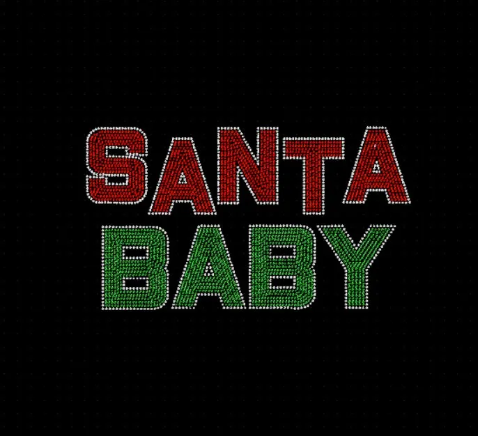 Santa Baby Block Rhinestone Transfer