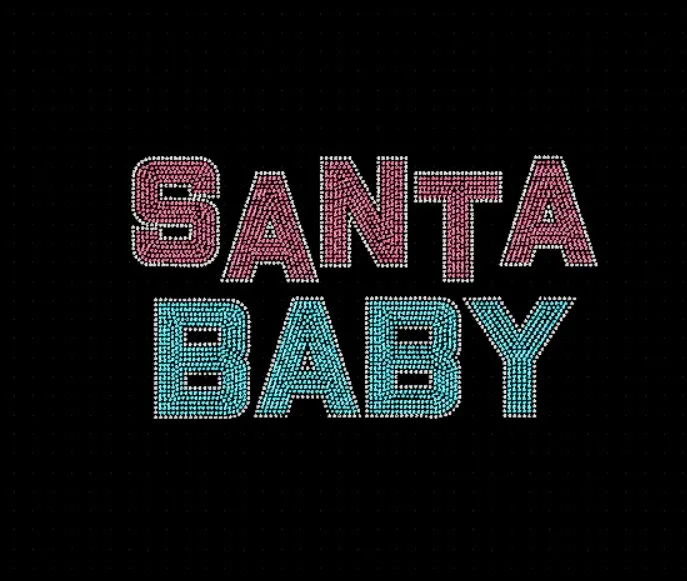 Santa Baby Block Rhinestone Transfer