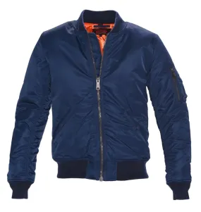 Schott N.Y.C NYLON FLIGHT JACKET SATIN MA -1 MENS- NAVY