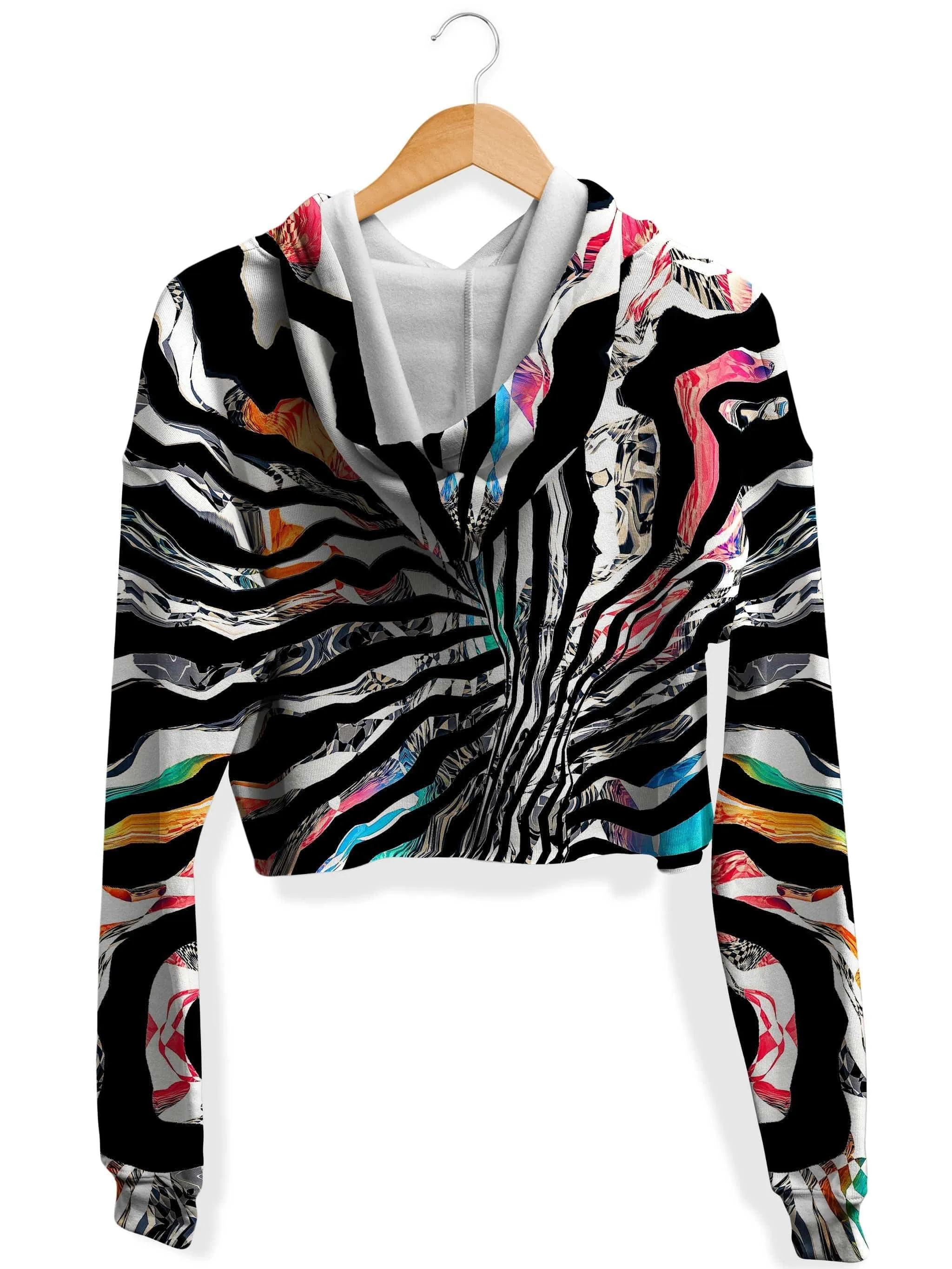 Stripped Chaos Fleece Crop Hoodie