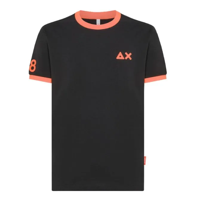 SUN68 T-SHIRT UOMO LOGO FLUO S/S NERO T34125-11