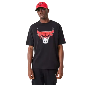 T-shirt Chicago NBA Drip Logo Bulls nera