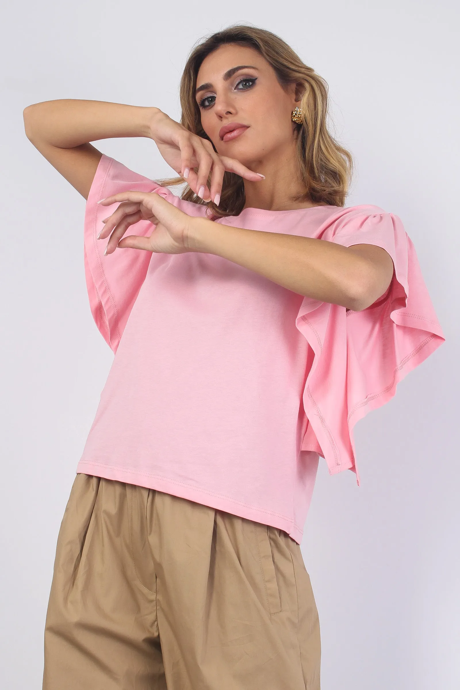 T-shirt Manica Ampia Rosa