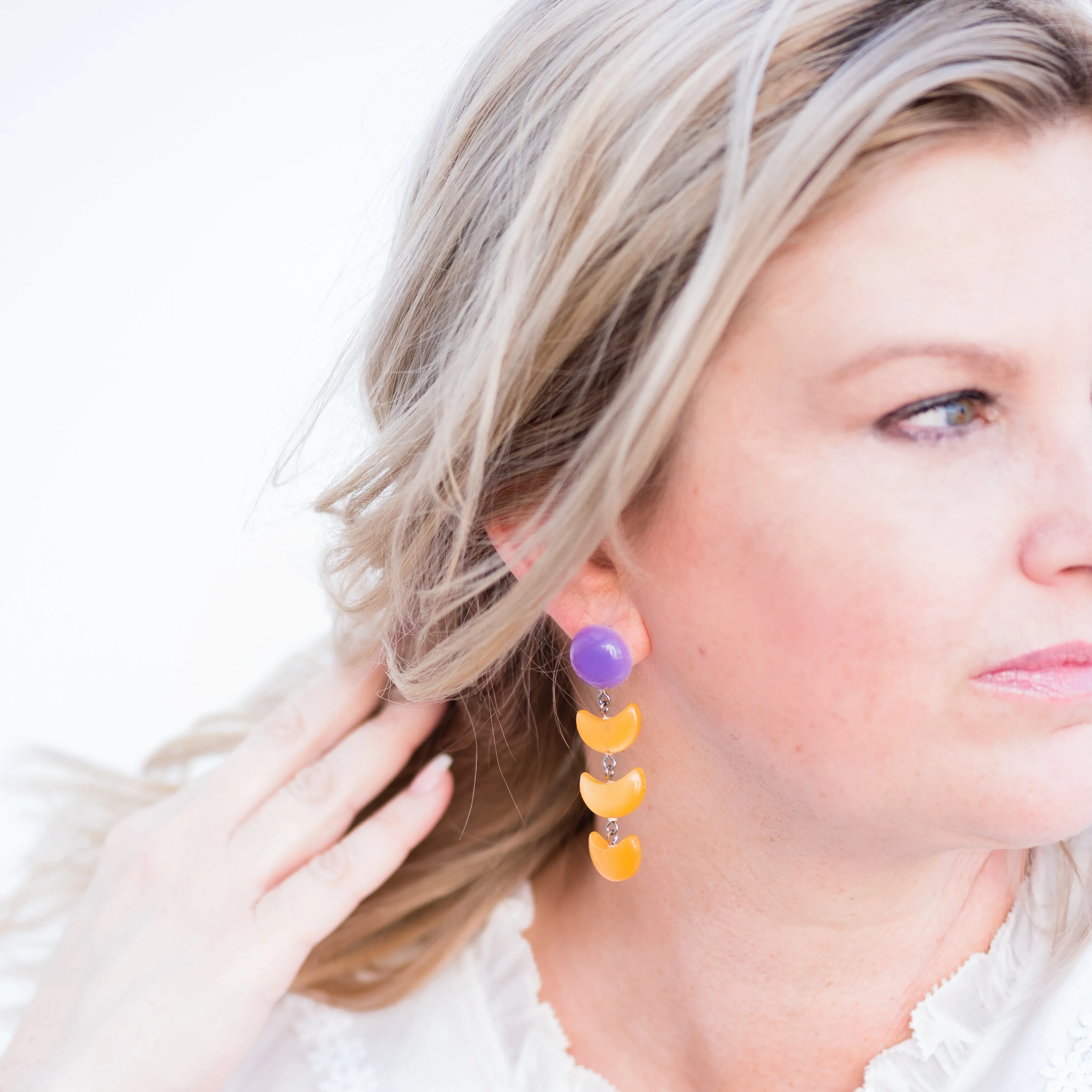 Teal and Lilac Moonglow Fish Scale Earrings