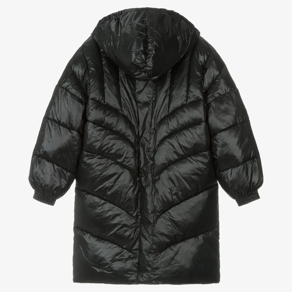 Teen Girls Black Monogram Puffer Coat