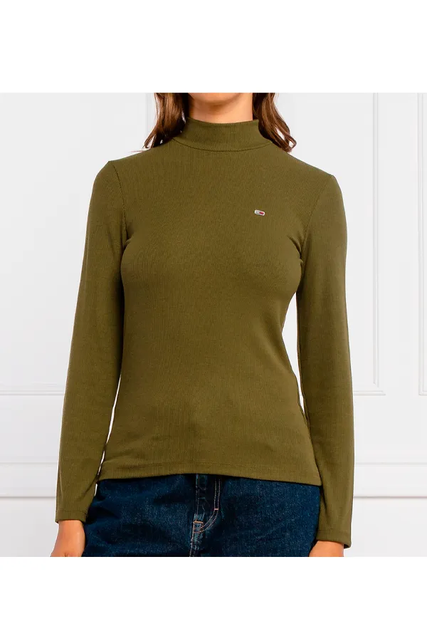 Tommy Hilfiger Women Mock Neck L/S Tee Olive