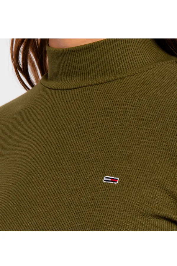 Tommy Hilfiger Women Mock Neck L/S Tee Olive