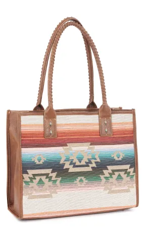 Tony Lama Cinnamon Leather & Serape Aztec Tote Bag