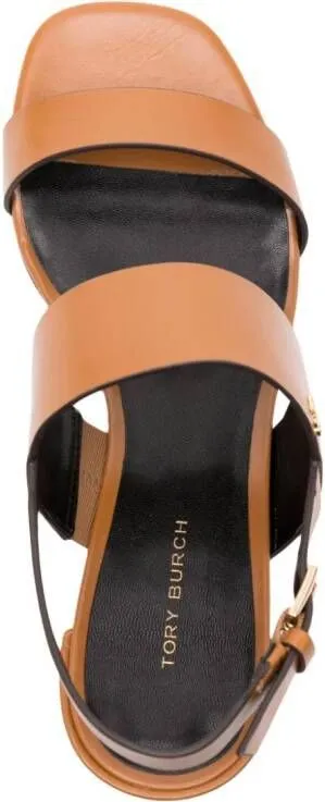 Tory Burch Double T 50mm leather sandals Brown