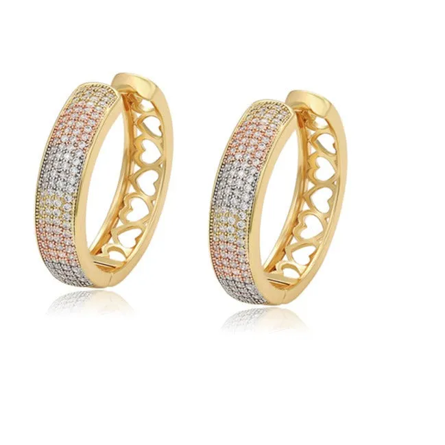 Tri-Color CZ Hoop Earrings