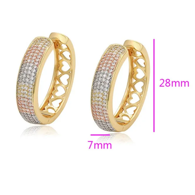 Tri-Color CZ Hoop Earrings