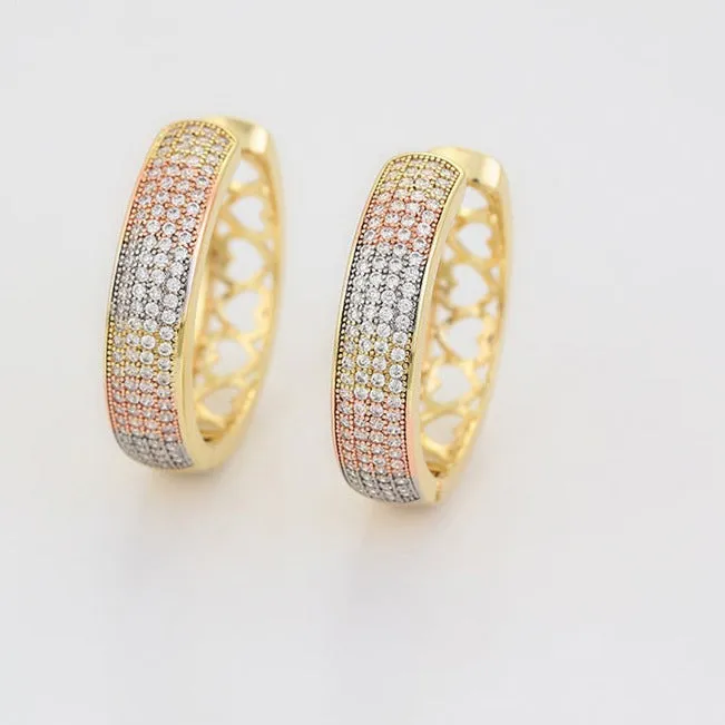 Tri-Color CZ Hoop Earrings