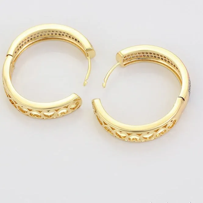 Tri-Color CZ Hoop Earrings