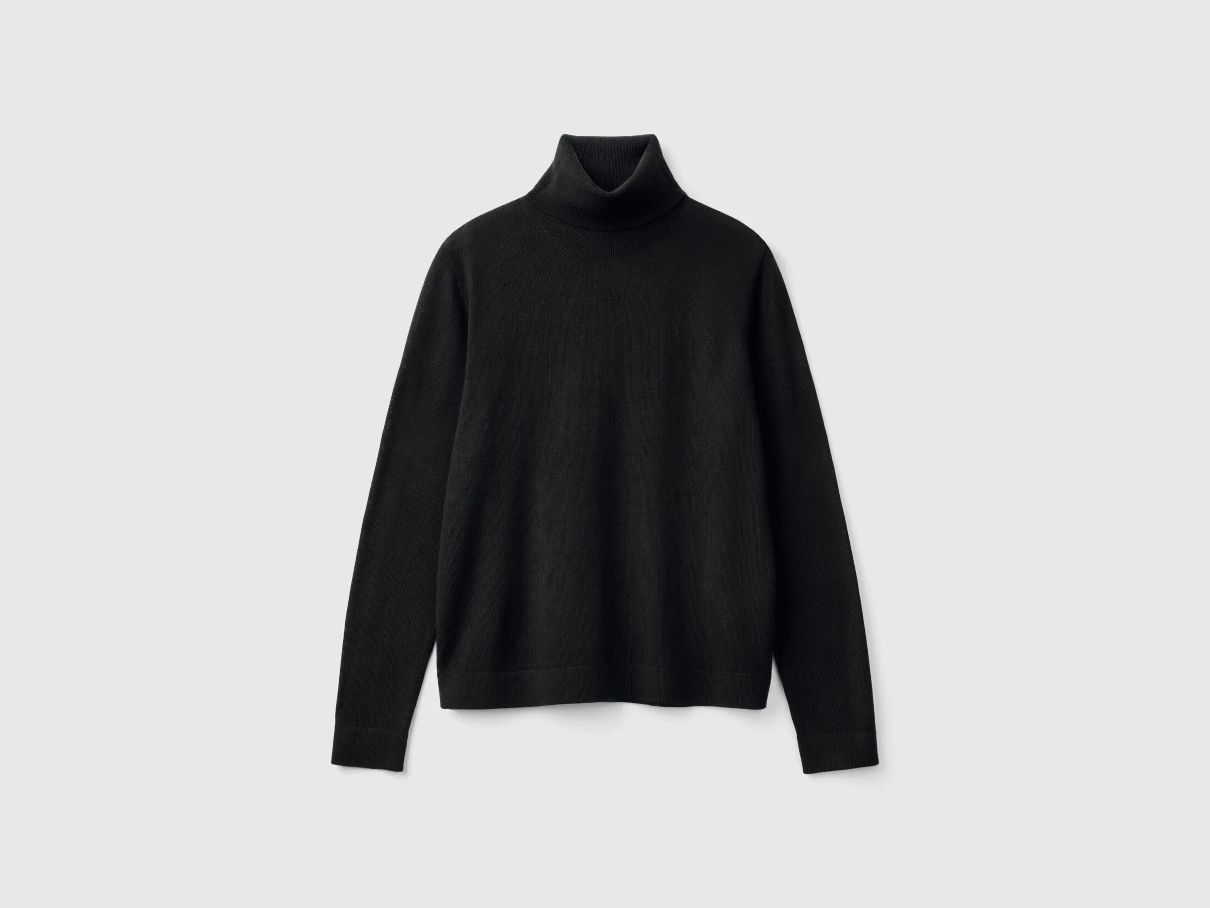 Turtleneck in pure Merino wool - Black | Benetton