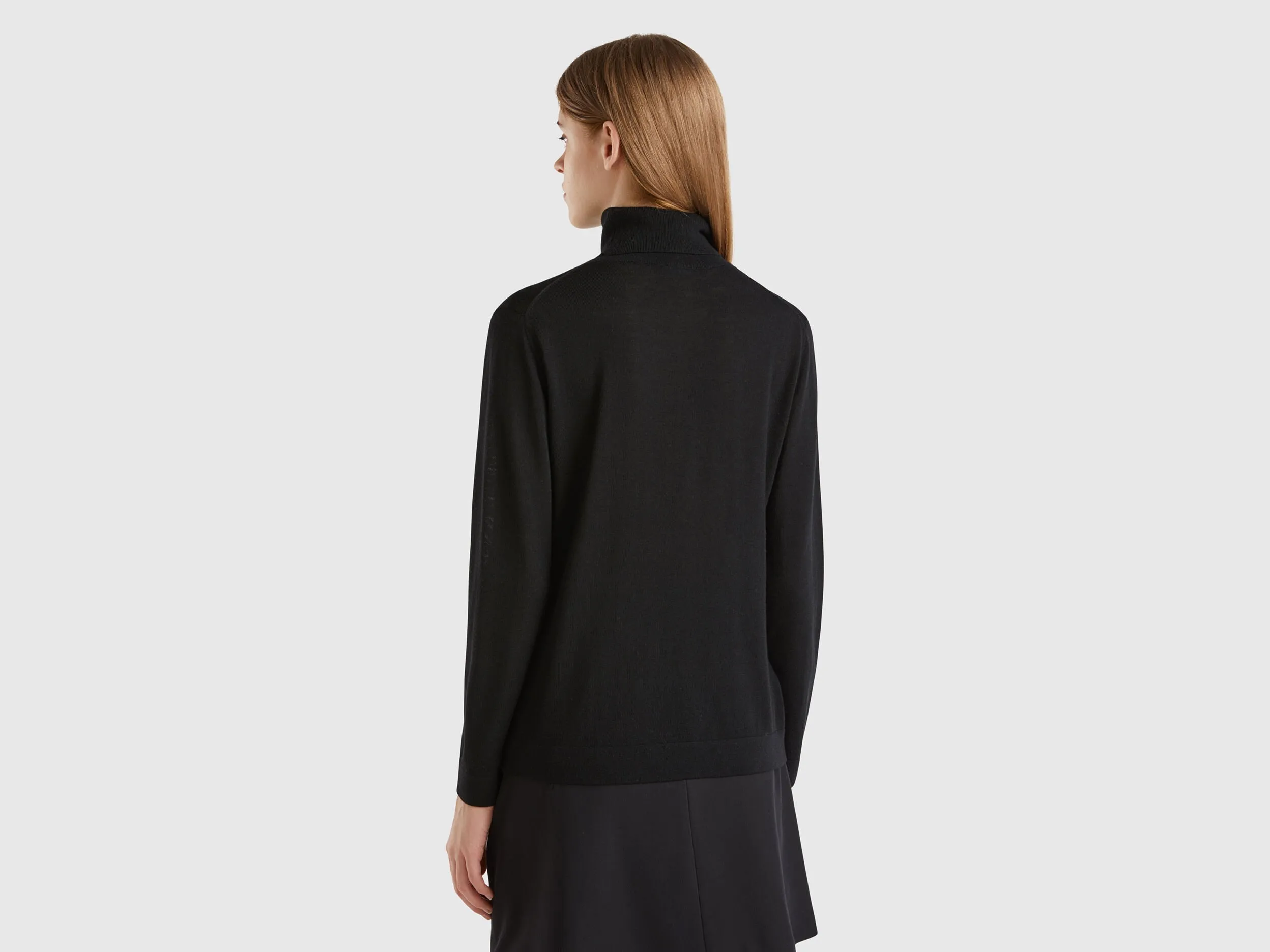 Turtleneck in pure Merino wool - Black | Benetton