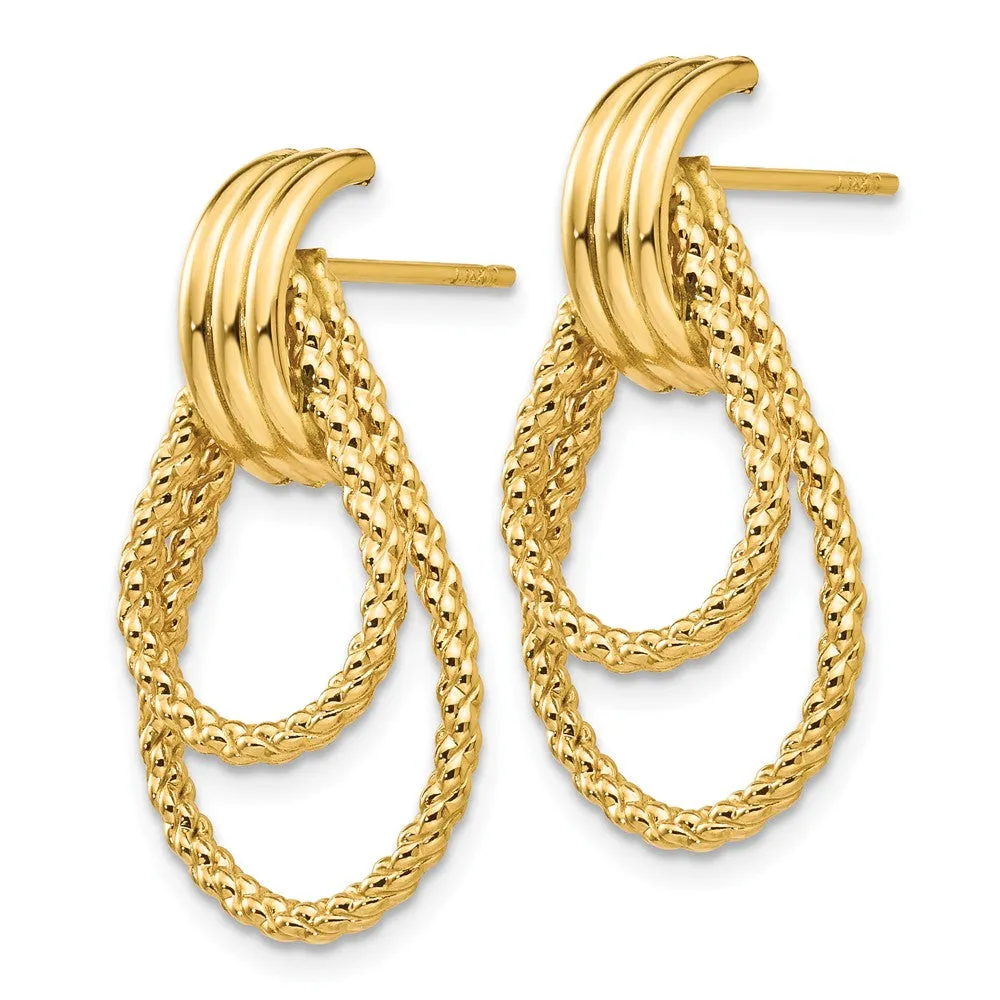 Twisted Double Teardrop Post Earrings in 14k Yellow Gold