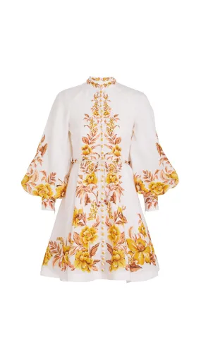 Vacay Button Up Mini Dress - Golden Floral