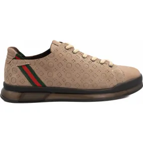 Vinci Leather The Journey Beige Leather Sneaker (17276)