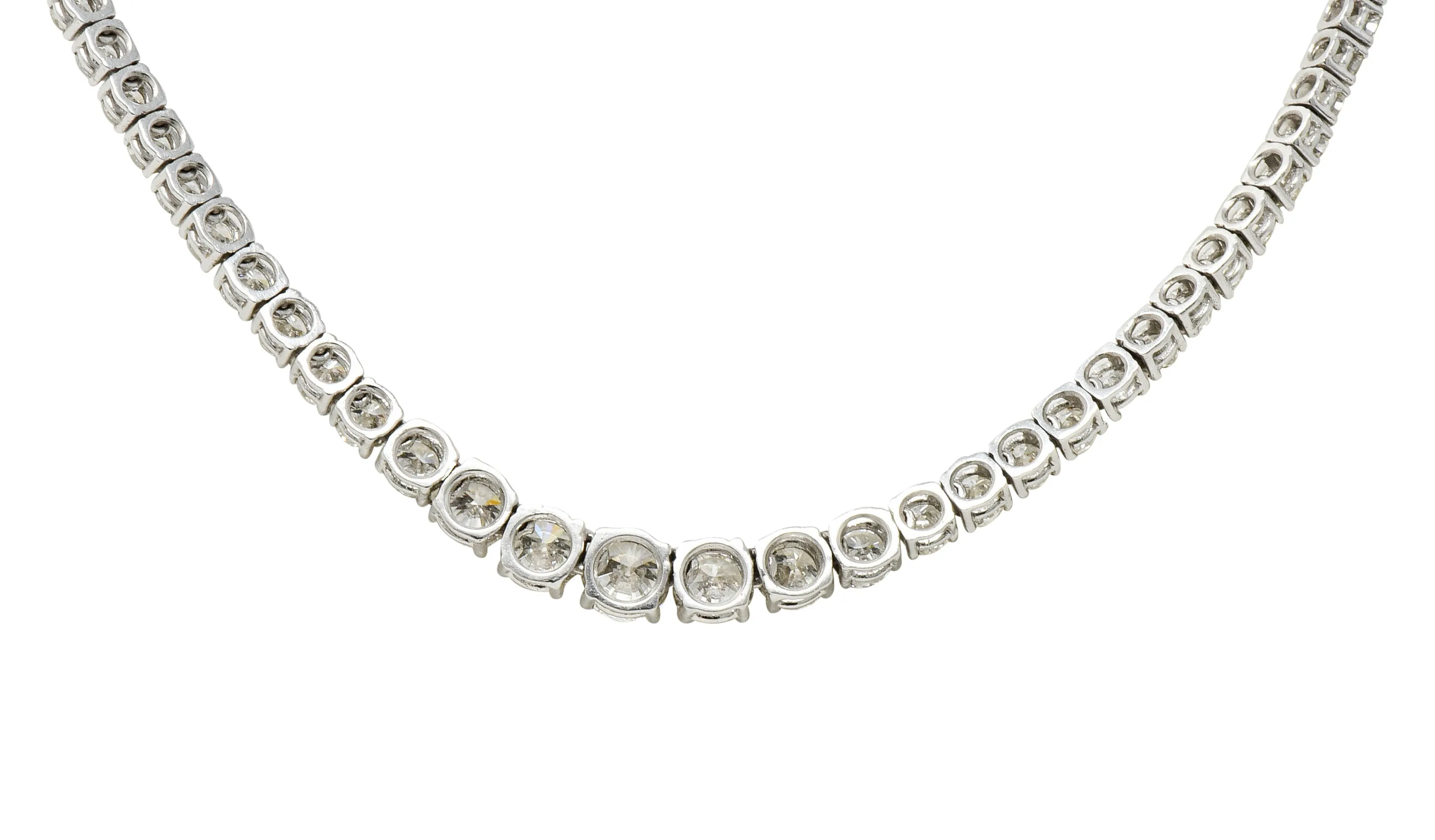 Vintage 14.00 CTW Graduated Diamond Platinum Riviera Necklace