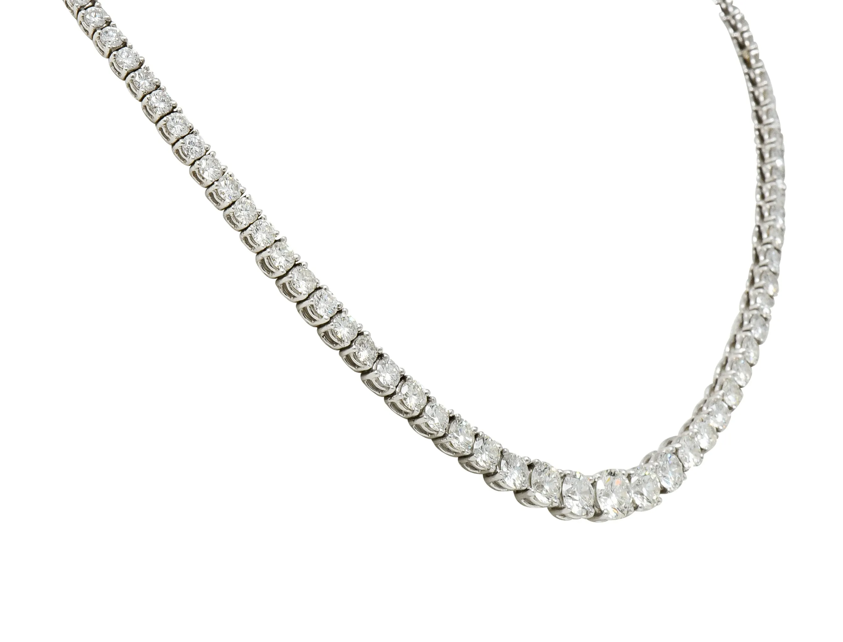 Vintage 14.00 CTW Graduated Diamond Platinum Riviera Necklace