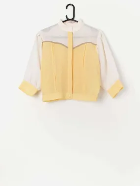 Vintage 70s yellow and white blouse – Medium