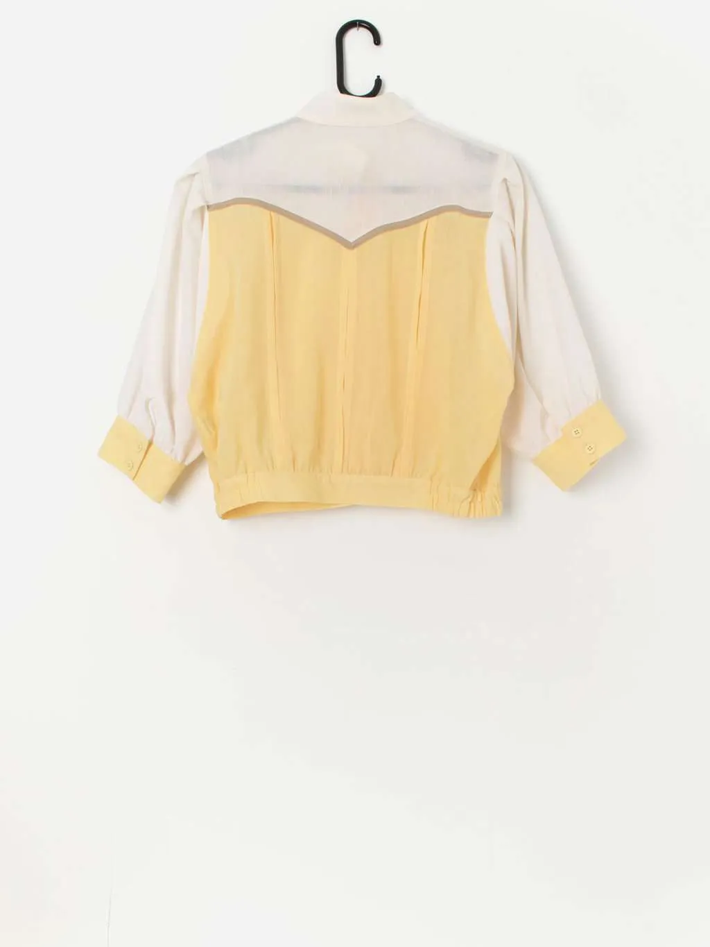 Vintage 70s yellow and white blouse – Medium