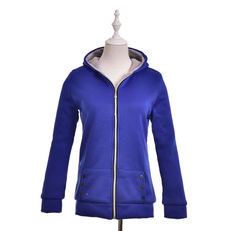 Women Warm Zip Up Thick Cotton Outerwear Hooded Sweatshirt Hoodies Coat Jacket Plus Size S-3XL SM6