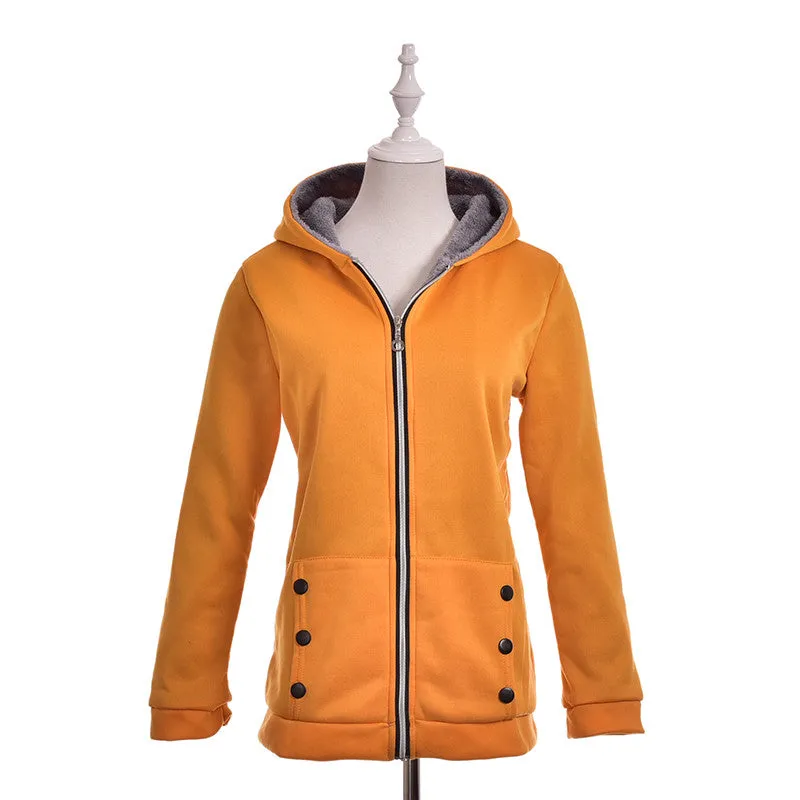 Women Warm Zip Up Thick Cotton Outerwear Hooded Sweatshirt Hoodies Coat Jacket Plus Size S-3XL SM6