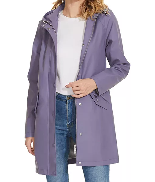 Womens Purple Hooded Rain Coat | TLC