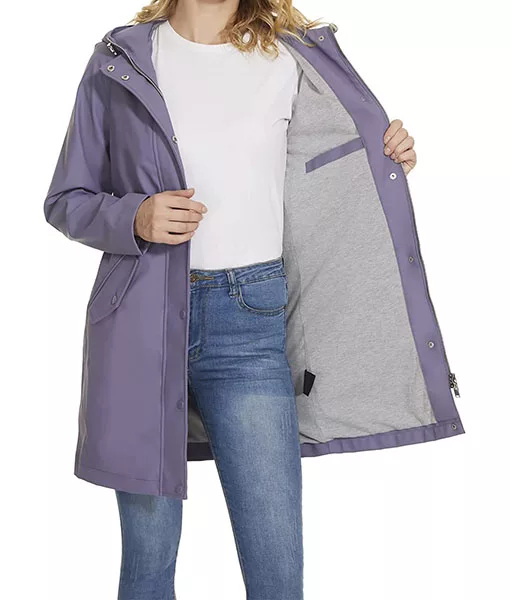 Womens Purple Hooded Rain Coat | TLC